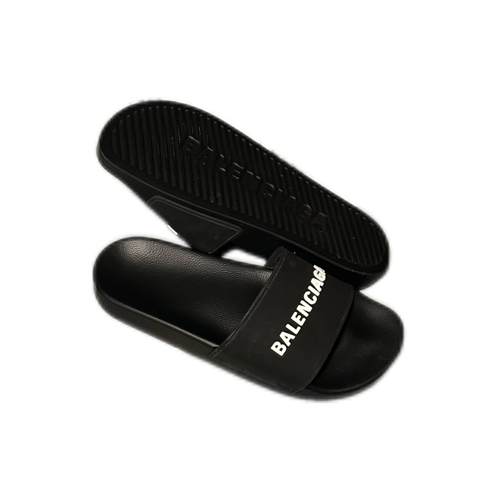 Balenciaga Black and White Pool Slides